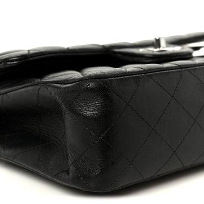 Lambskin Quilted Small Double Flap Black