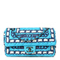Silk Chain Printed Medium Single Flap Blue