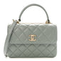 Lambskin Quilted Small Trendy CC Flap Dual Handle Bag Grey