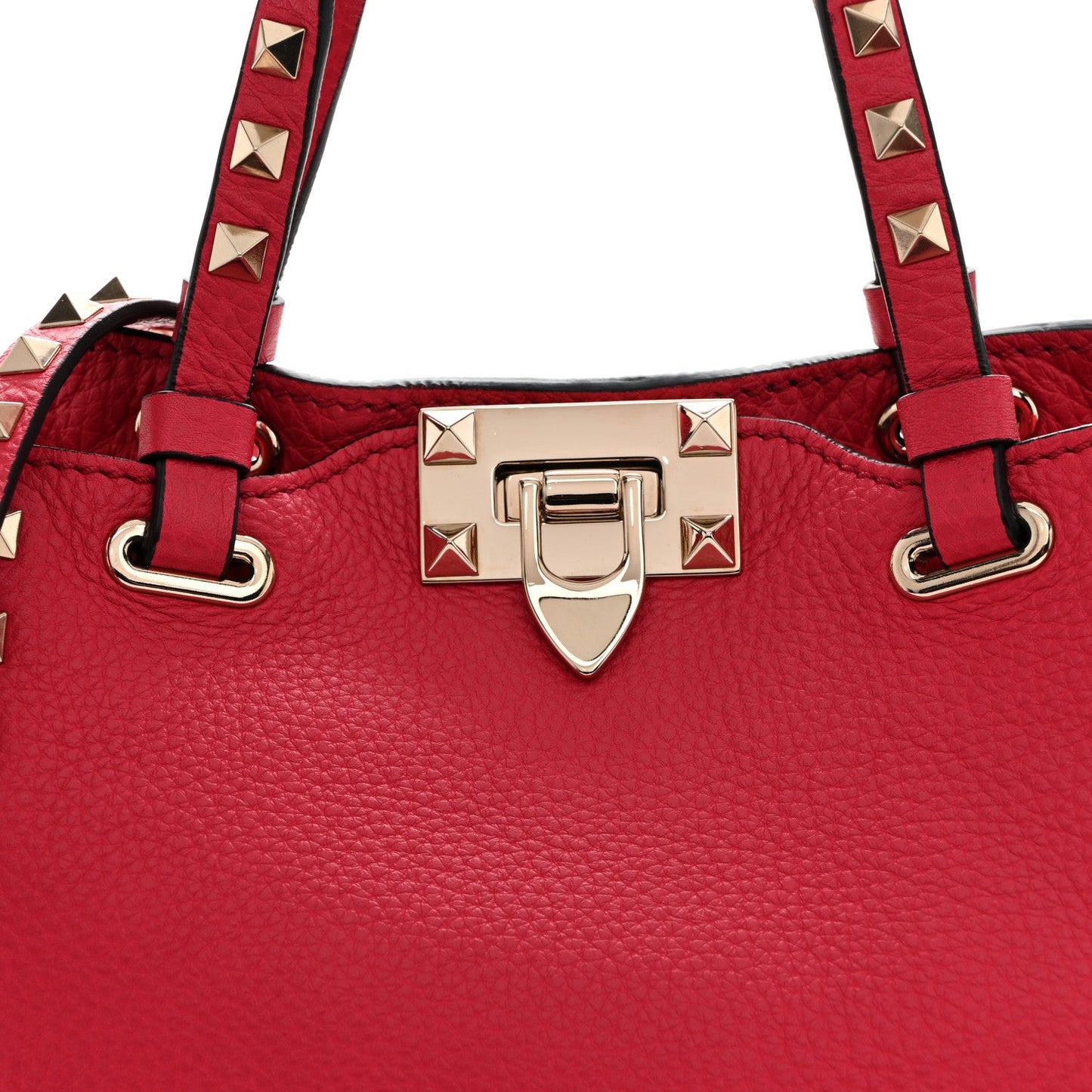 Pebbled Calfskin Mini Rockstud Tote  Cyclamin