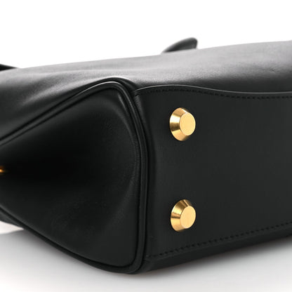 Natural Smooth Calfskin Mini Rodeo Top Handle Handbag Black