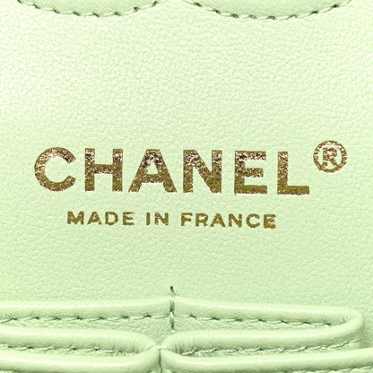 Caviar Quilted Small Double Flap Light Green