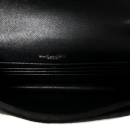 Grain De Poudre Matelasse Chevron Monogram Monochrome Envelope Chain Wallet Black