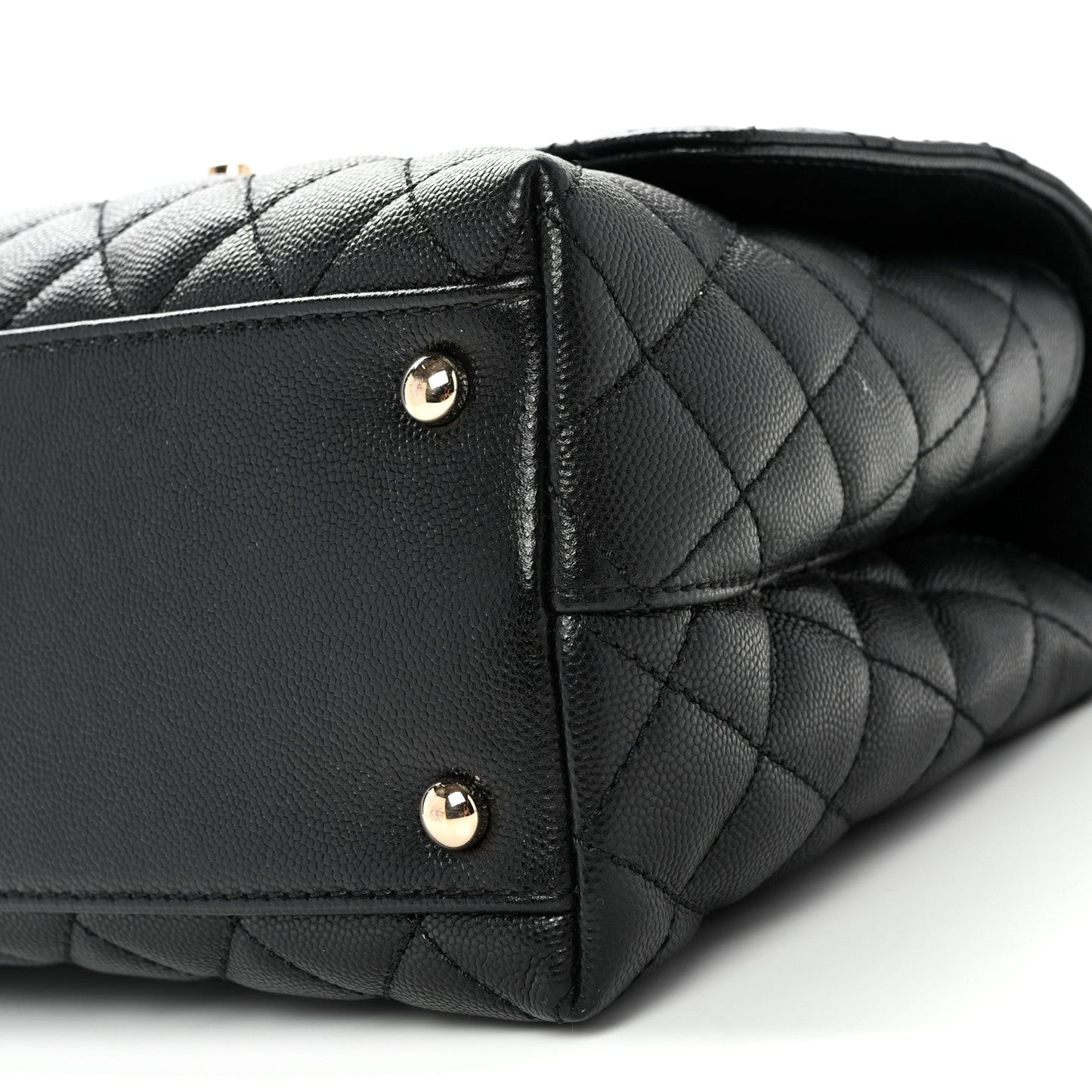 Caviar Quilted Small Coco Handle Flap Black