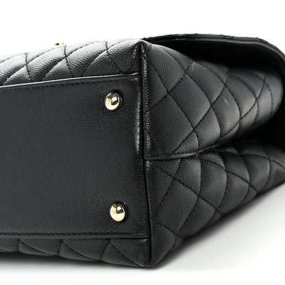 Caviar Quilted Small Coco Handle Flap Black