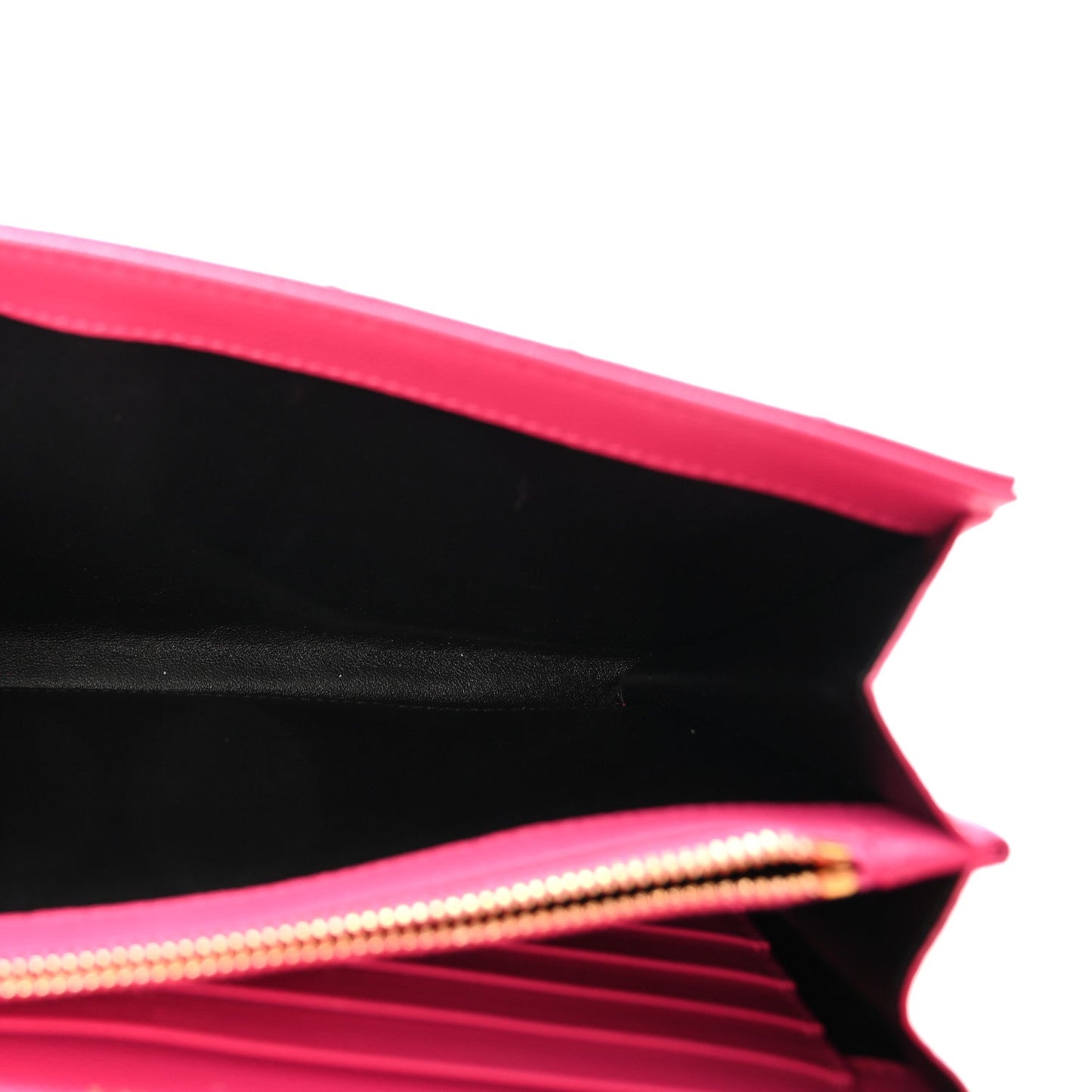 Grain De Poudre Matelasse Chevron Monogram Chain Wallet Lipstick Fuchsia