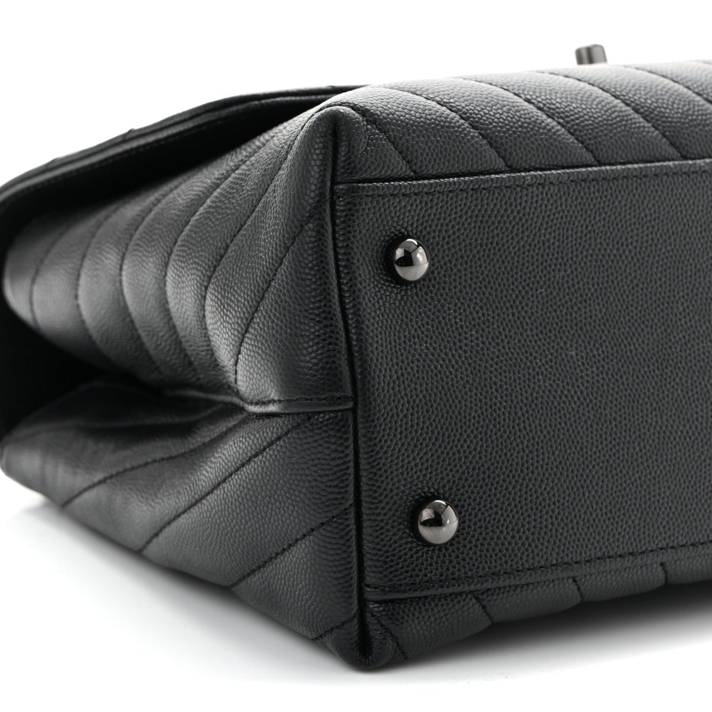 Caviar Chevron Quilted Small Coco Handle Flap So Black