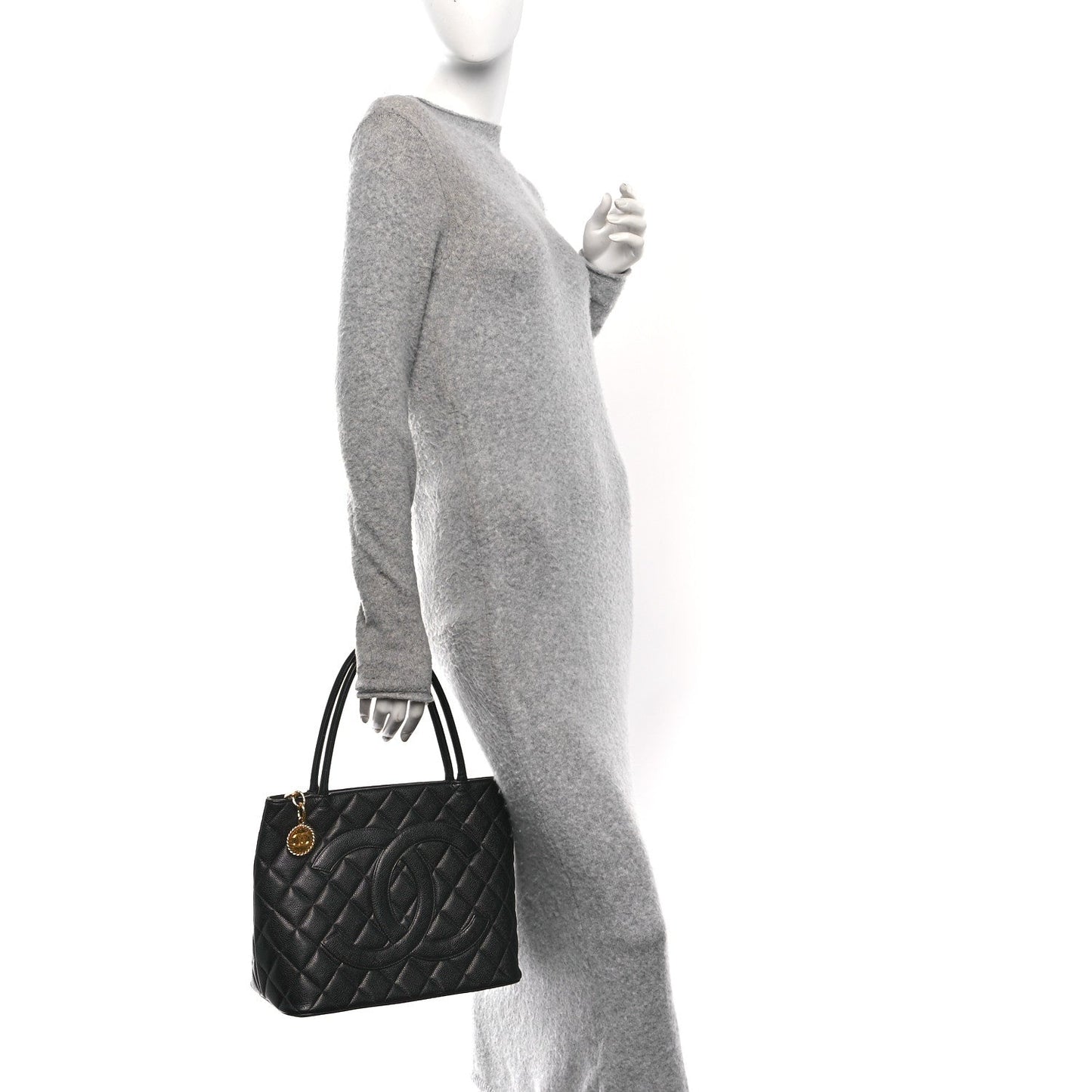 Caviar Quilted Medallion Tote Black
