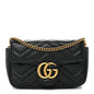 Calfskin Matelasse Super Mini GG Marmont Shoulder Bag Black