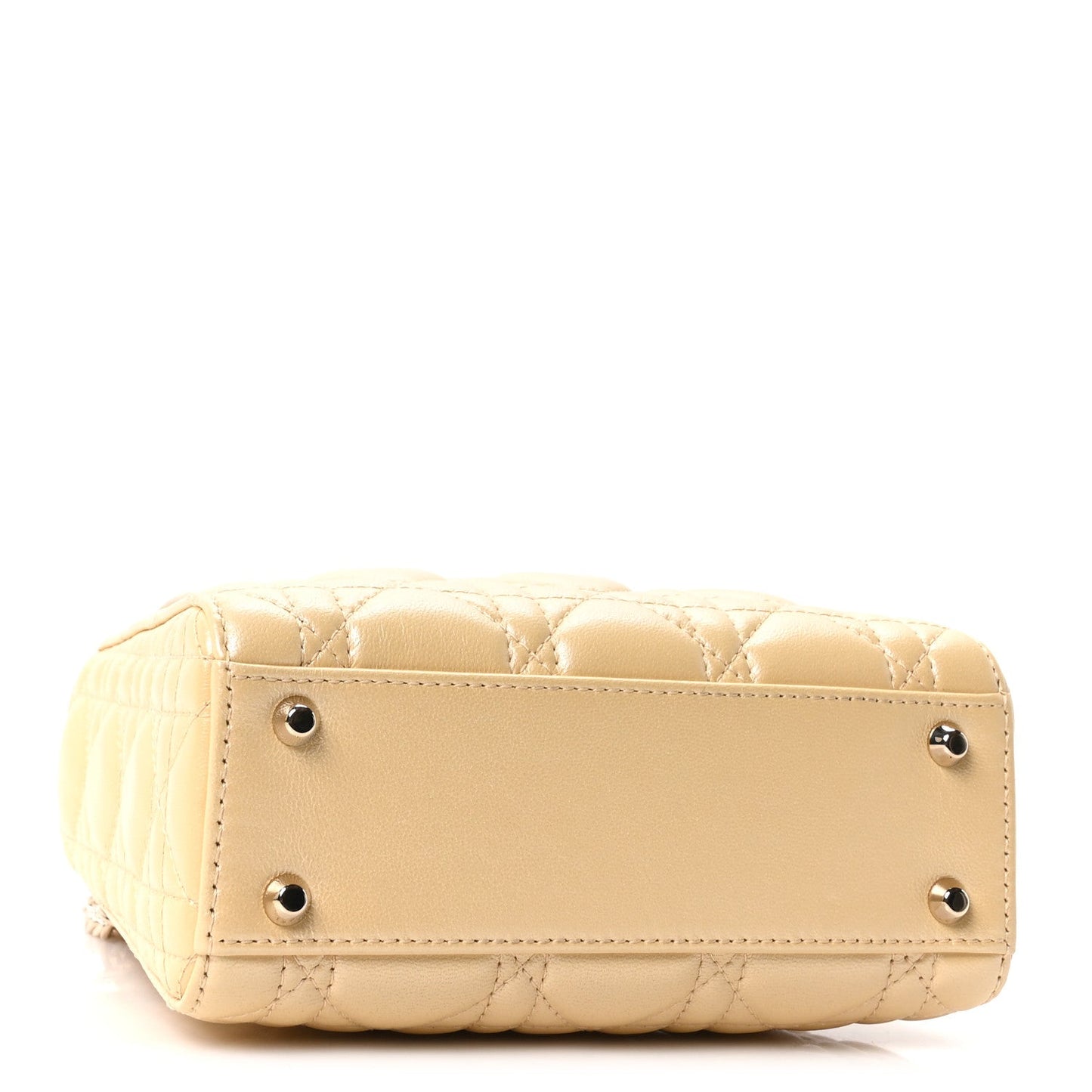 Iridescent Metallic Lambskin Cannage Mini Lady Dior Soft Yellow