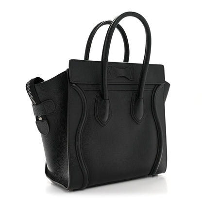 Drummed Calfskin Micro Luggage Black