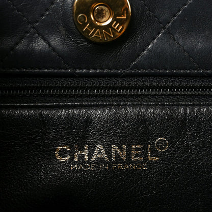 Lambskin Quilted Small Shopping Tote Black