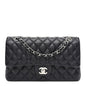 Caviar Quilted Medium Double Flap Navy