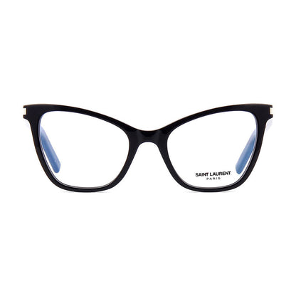 Saint Laurent Eyeglasses Cat Eye Full Rim, Black Frame and Clear Demo Lenses Lens SL219001