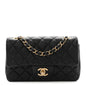 Lambskin Quilted Mini Rectangular Flap Black