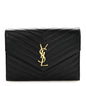 Grain De Poudre Matelasse Chevron Monogram Envelope Clutch Black