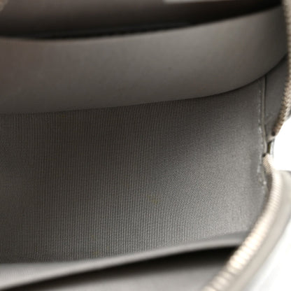 Metallic Calfskin Quilted Round Bracelet Clutch With Chain Silver
