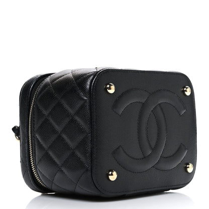 Caviar Quilted Small CC Vanity Case Black Black