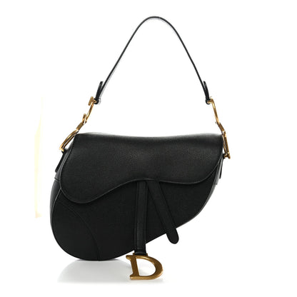 Grained Calfskin Saddle Bag Black