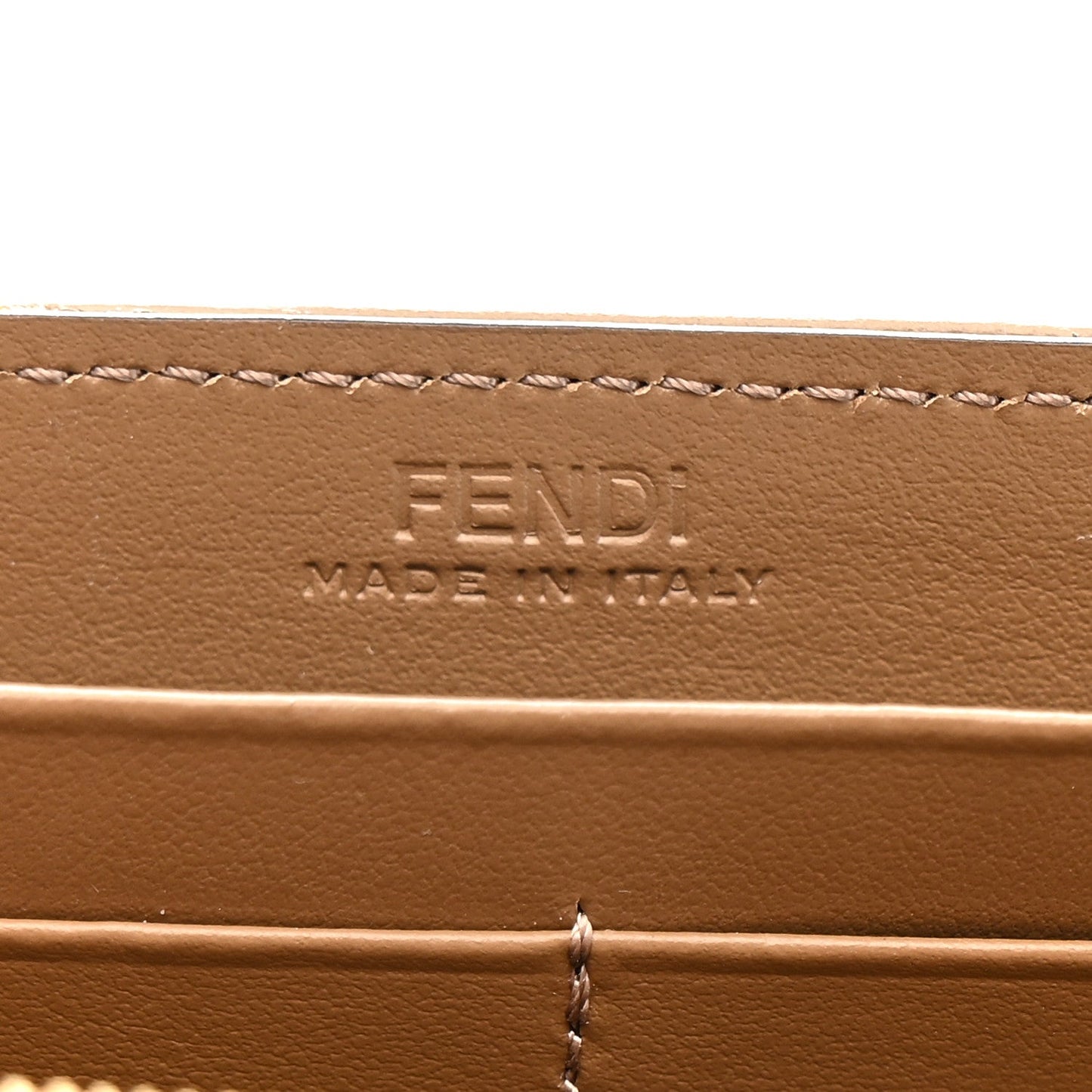 Fabric Jacquard FF 1974 Continental Wallet On Chain Tobacco Moro
