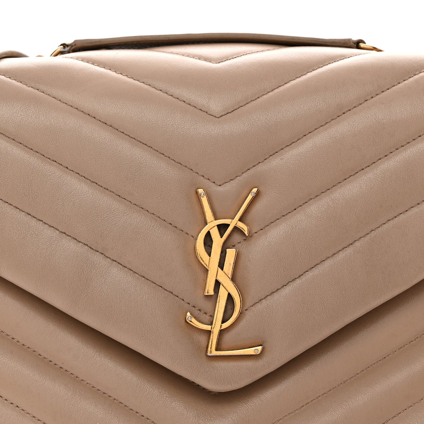 Calfskin Y Quilted Monogram Medium Loulou Chain Satchel Dark Beige