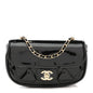 Patent Calfskin Quilted Mini Clutch Black