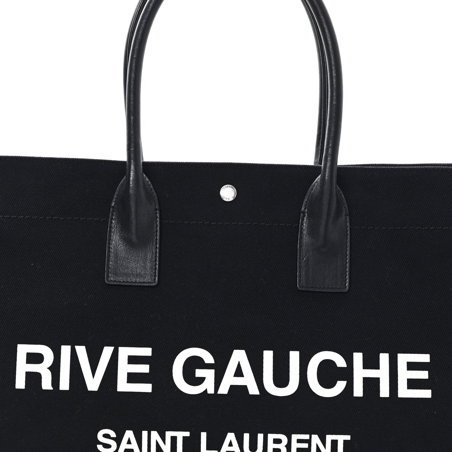 Linen Calfskin Rive Gauche Tote Black