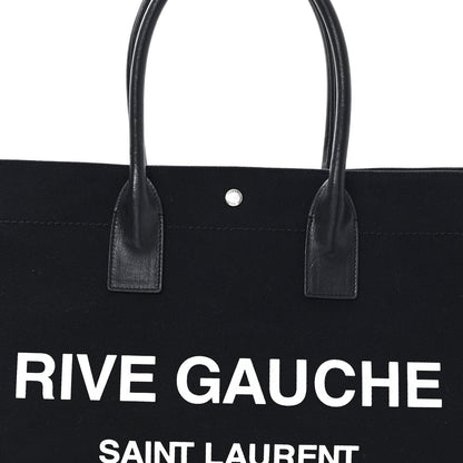 Linen Calfskin Rive Gauche Tote Black