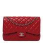 Caviar Quilted Jumbo Double Flap Dark Red
