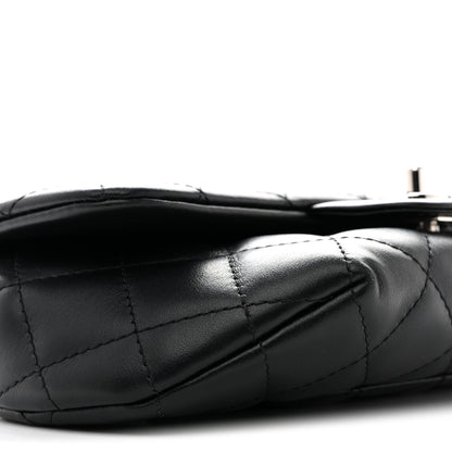 Calfskin Quilted CC Uniform Flap Belt Bag Black