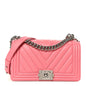 Lambskin Chevron Quilted Medium Boy Flap Pink
