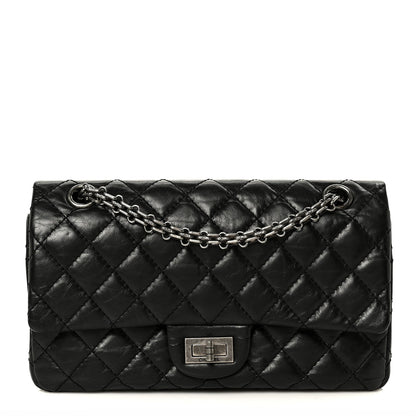 Aged Calfskin Quilted 2.55 Reissue 225 Flap Black