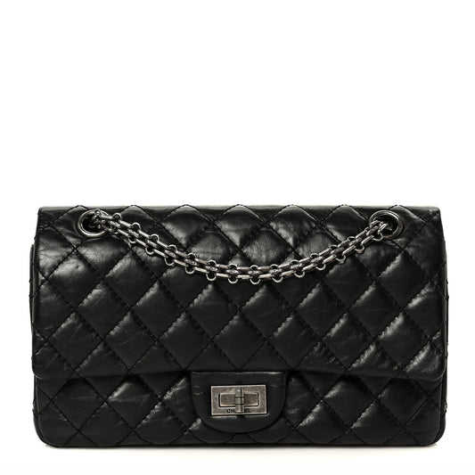 Aged Calfskin Quilted 2.55 Reissue 225 Flap Black