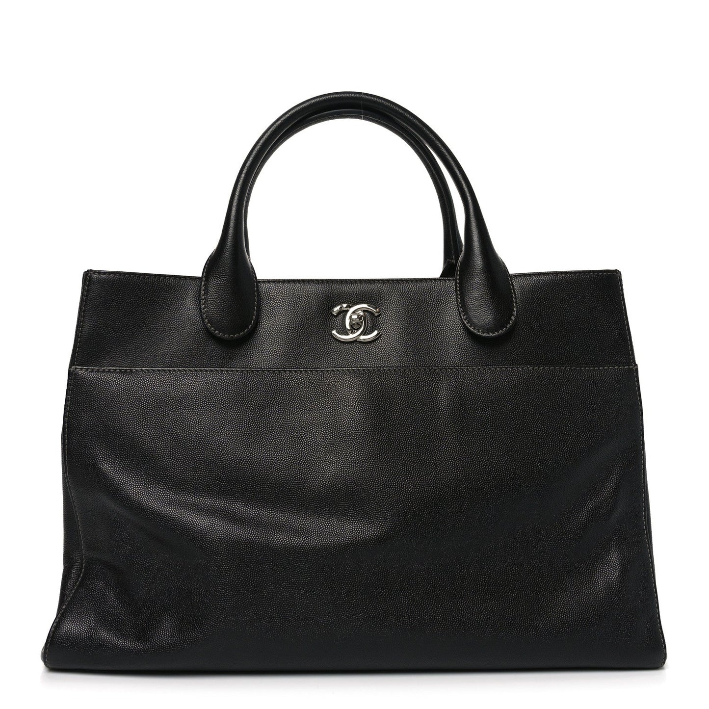 Caviar Medium Cerf Executive Shopper Tote Black