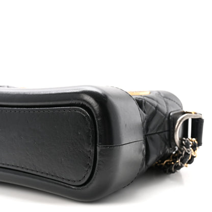 Aged Calfskin Quilted Charms Small Gabrielle Hobo Black
