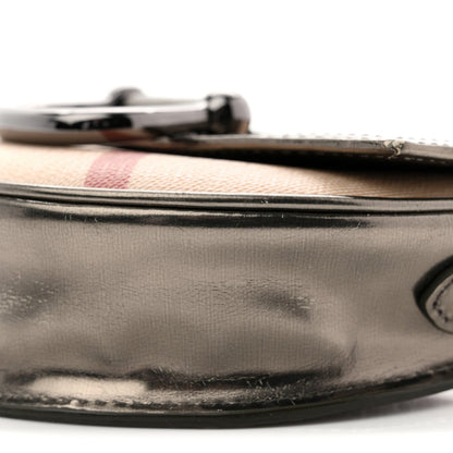 Patent Nova Check Mini Crossbody Bag Pewter