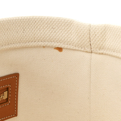 Canvas Calfskin Horizontal Cabas Natural Tan