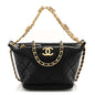 Lambskin Quilted Crystal Small CC Chain Hobo Black