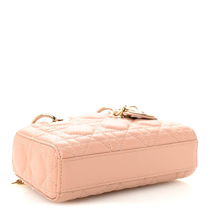 Lambskin Cannage Micro Lady D-Joy Rose Des Vents