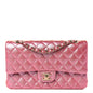 Iridescent Caviar Quilted Medium Double Flap Dark Pink