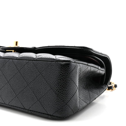 Caviar Quilted Medium Double Flap Black