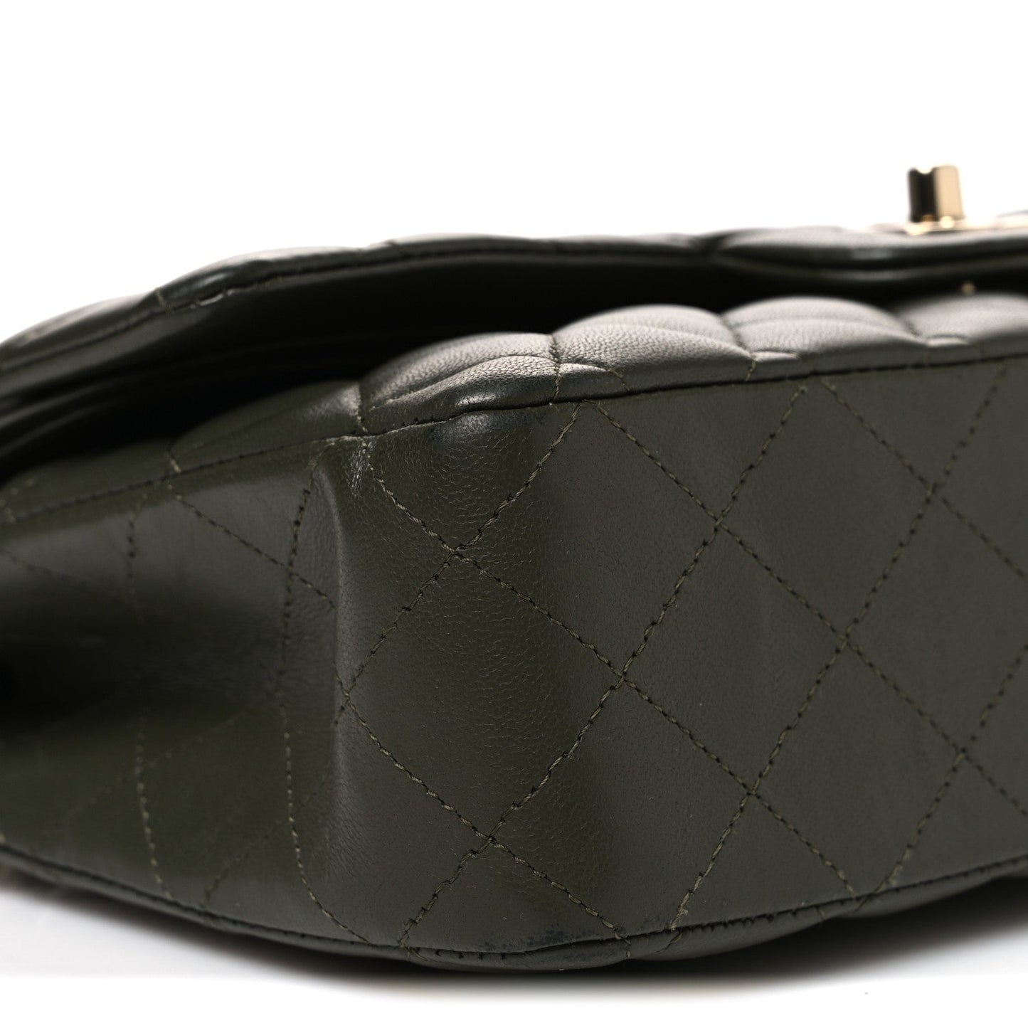 Lambskin Quilted Medium Double Flap Khaki