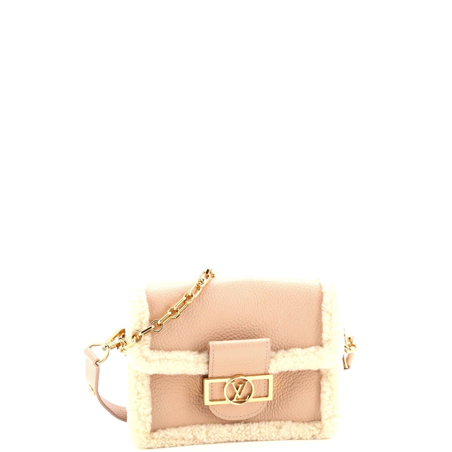Louis Vuitton Dauphine Shoulder Bag Leather with Shearling Mini