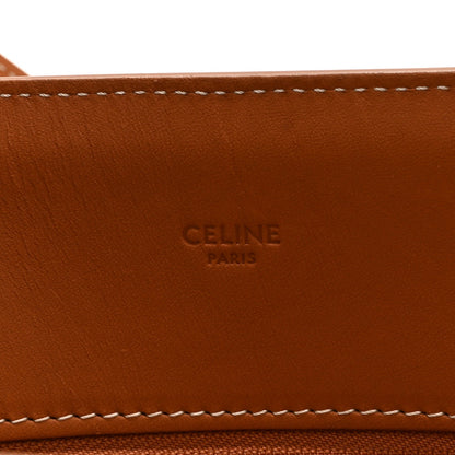 Canvas Calfskin Small Vertical Cabas Natural Tan