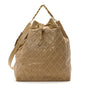 Vinyl Stitched XL Bucket Bag Beige