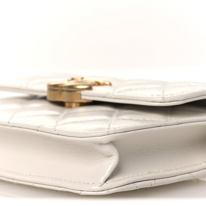 Calfskin Quilted Perfect Fit Coin Purse With Chain White