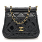 Patent Quilted Frame Clutch Flap With Chain Black