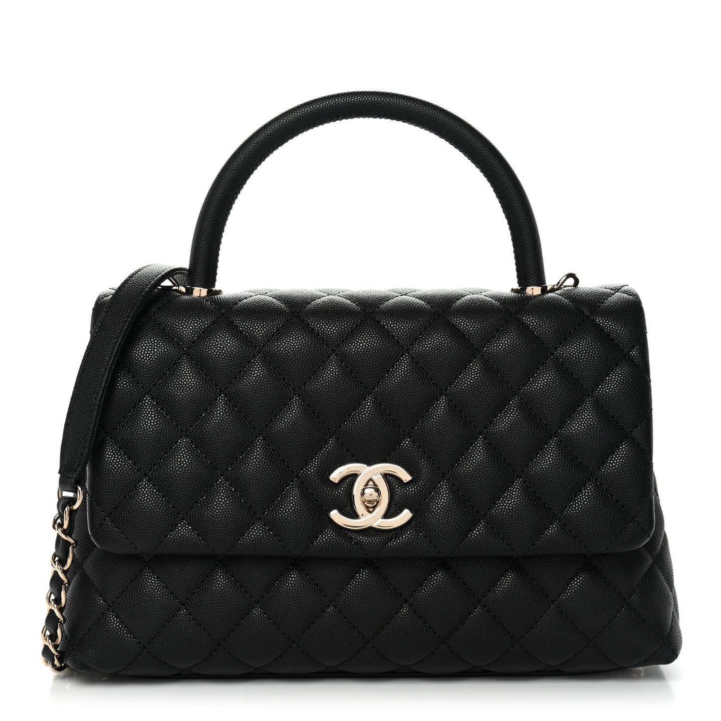 Caviar Quilted Small Coco Handle Flap Black