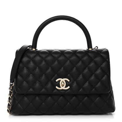 Caviar Quilted Small Coco Handle Flap Black