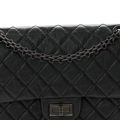 Aged Calfskin Quilted 2.55 Reissue 225 Flap So Black